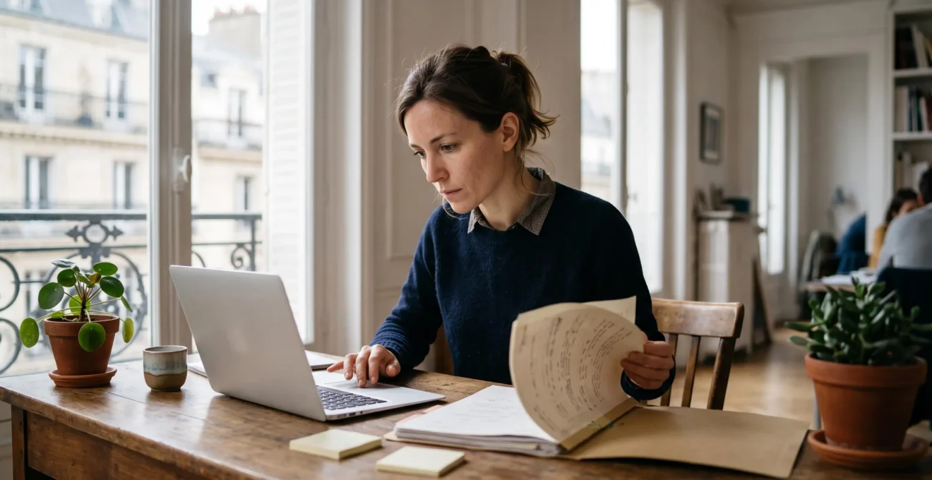 Professionnel vérifiant avec attention la fiabilité et la certification d'un centre de formation en France